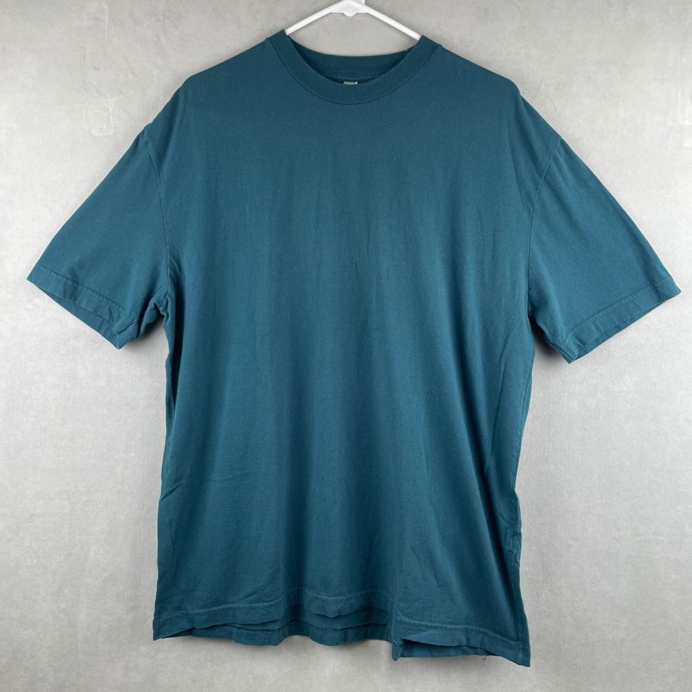 American Apparel Power Wash Collection Teal Cotton Crewneck T-Shirt Mens‎ Large